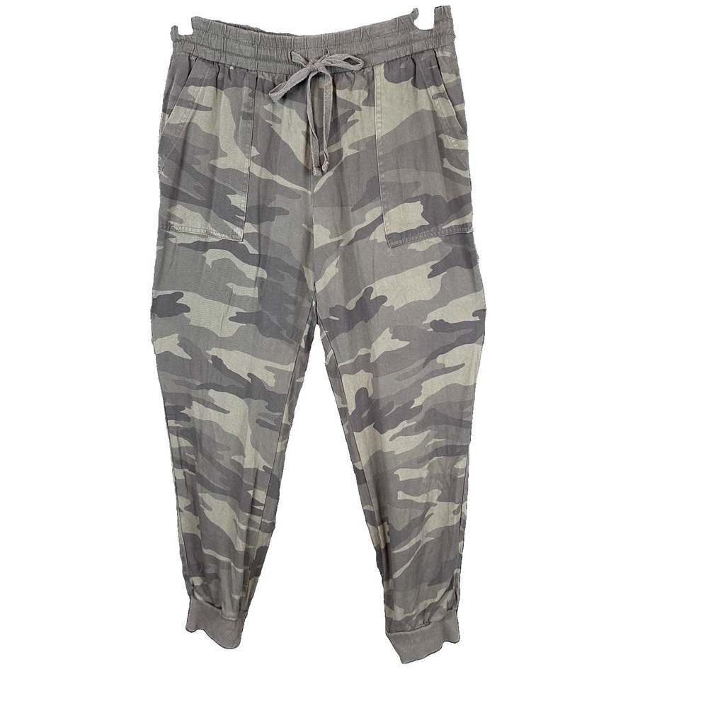 Splendid Pants Womens Small Green Camo Joggers Elastic Waist Drawstring Rayon